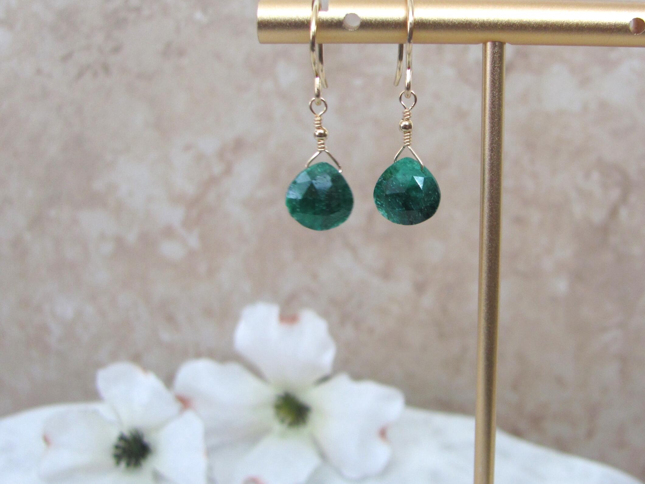 Genuine Emerald Drop Earrings