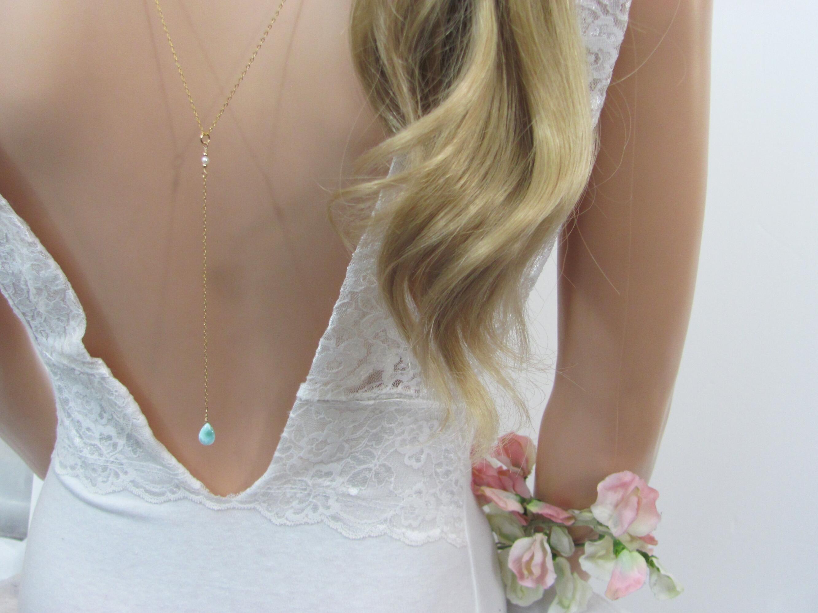 Larimar Backdrop Wedding Necklace, Something Blue