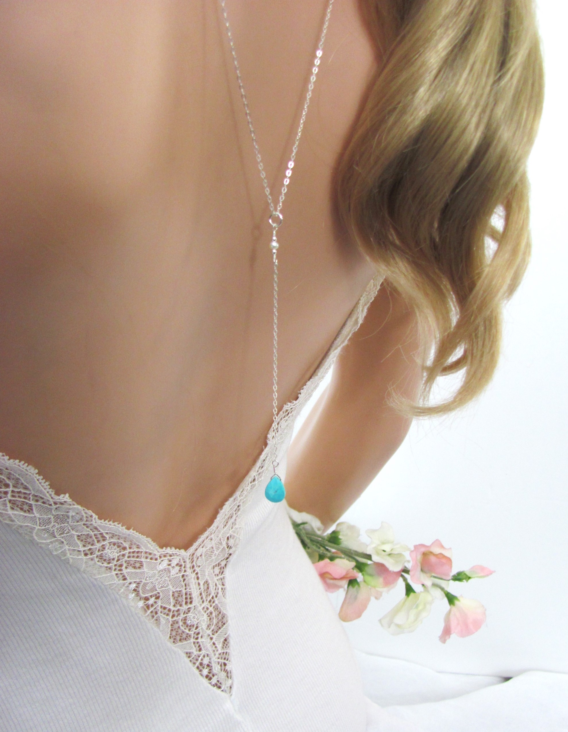 Turquoise Backdrop Necklace for Wedding