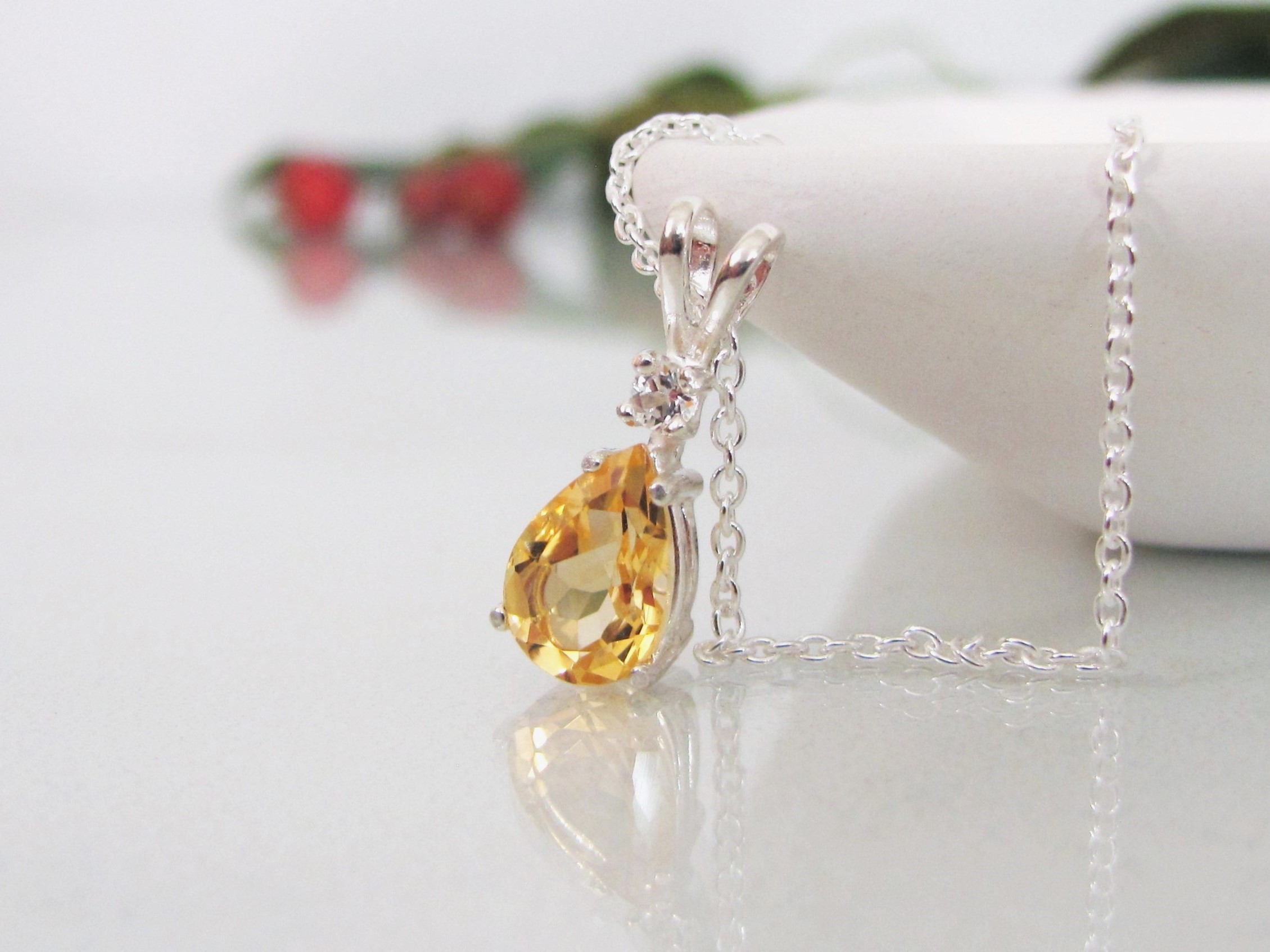 Gemstone Pear Cut Pendant, Choose Your Stone