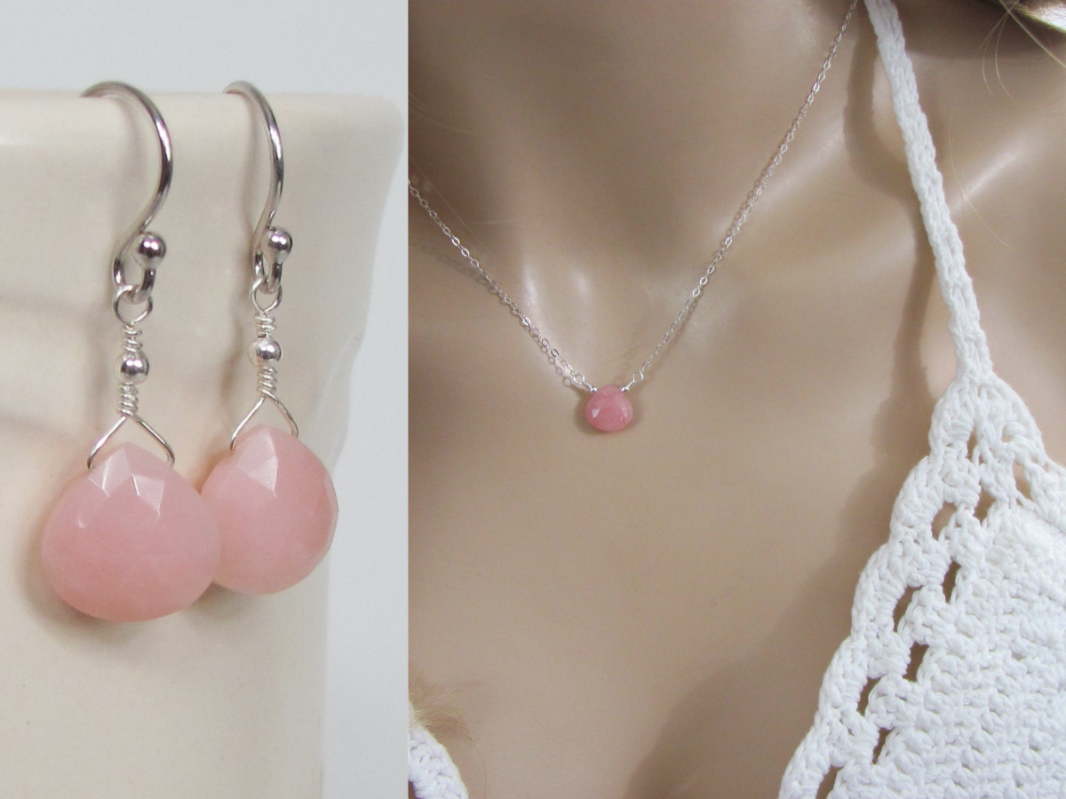 pink opal jewelry set