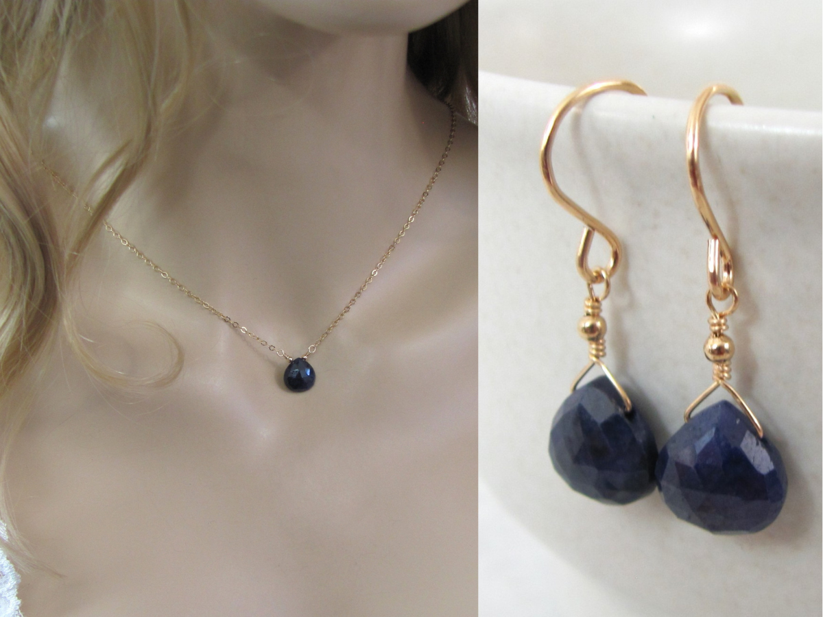 blue sapphire necklace and earrings