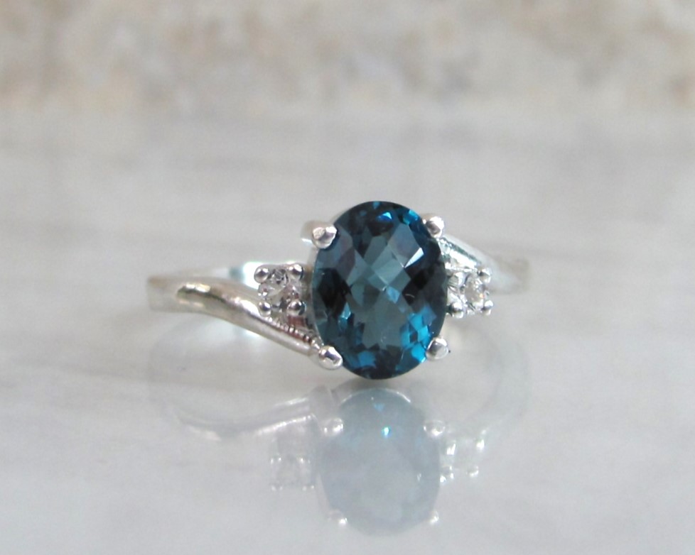 London Blue Topaz Promise Ring in Sterling Silver