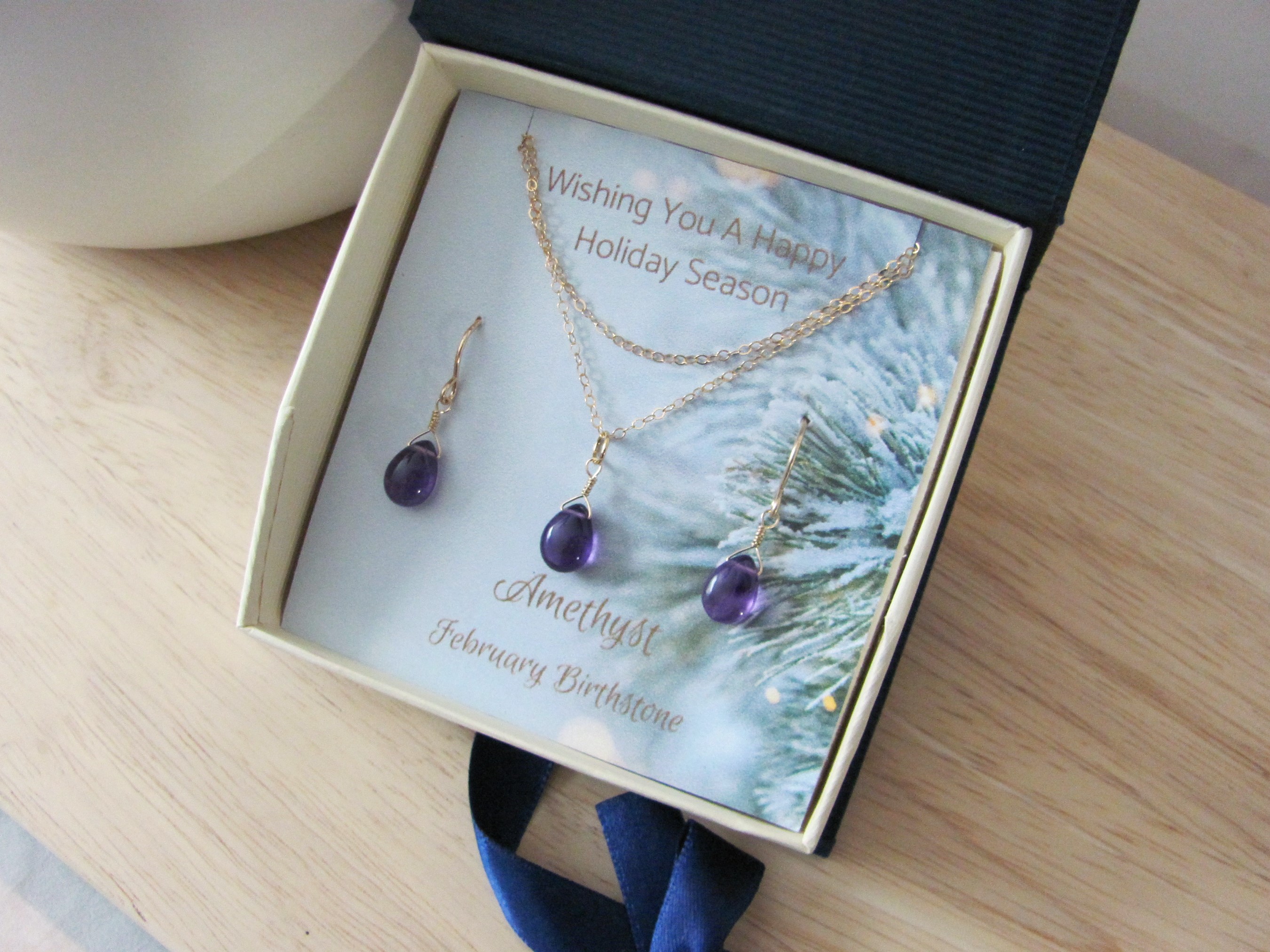 Purple Amethyst Necklace and Earring Set