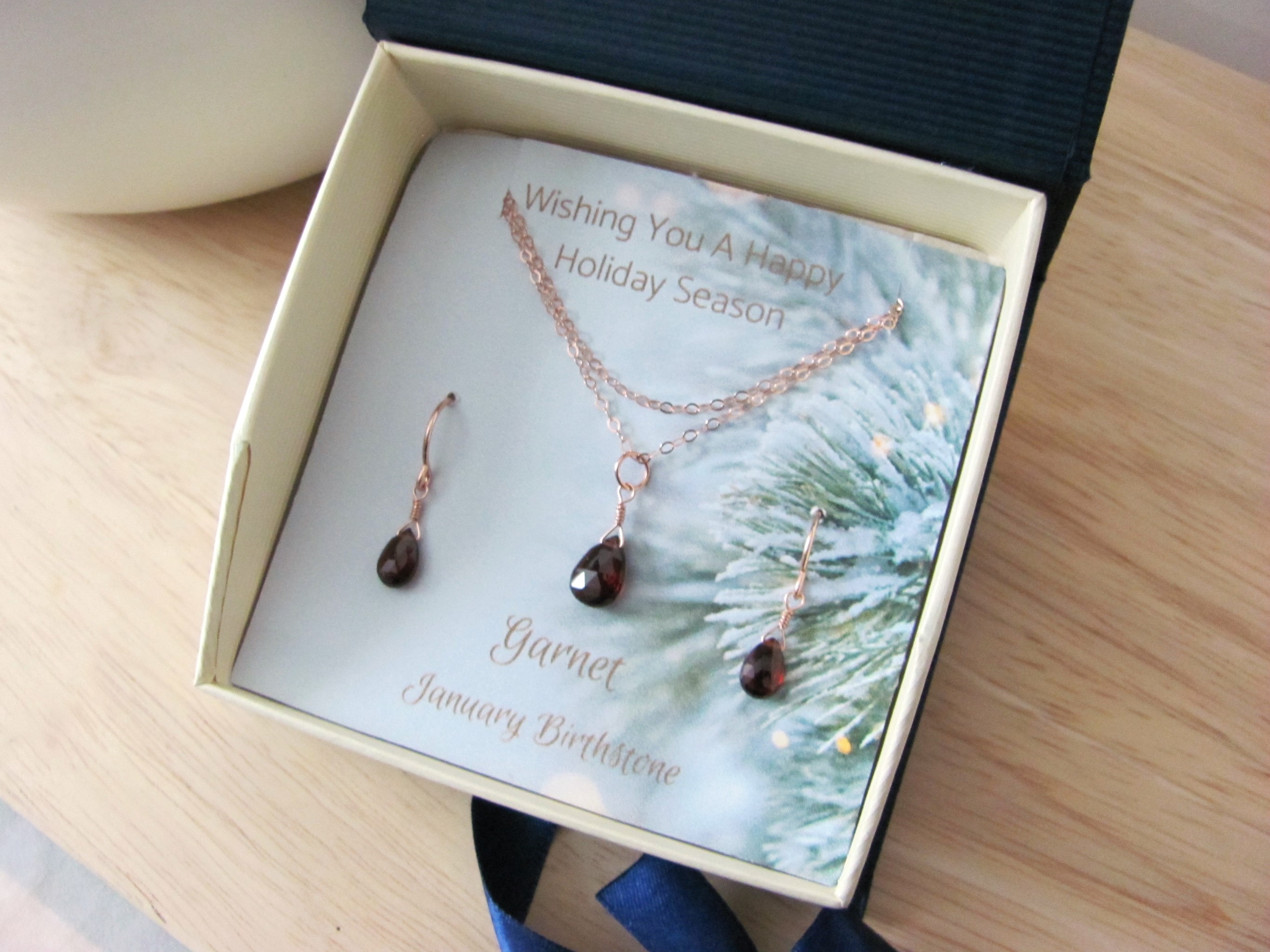Garnet Necklace and Earring Set