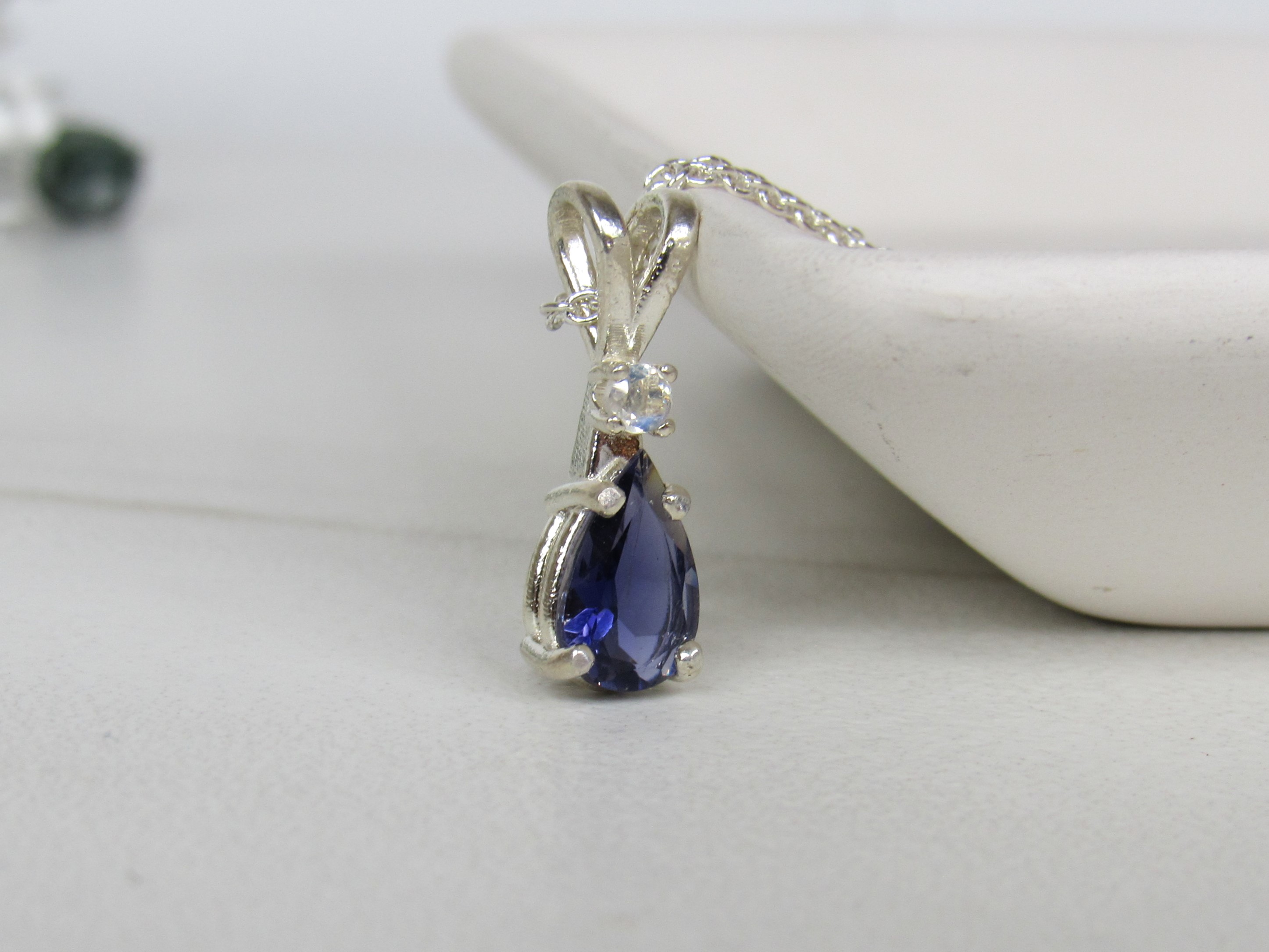 Iolite and Moonstone Necklace in Sterling Silver