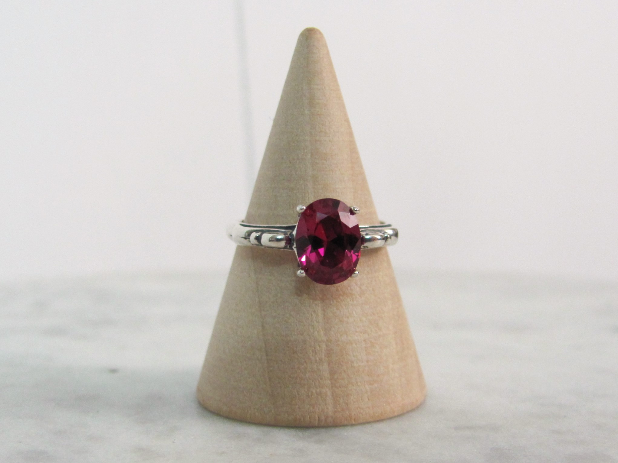 Ruby Oval Cut Ring in Sterling Silver