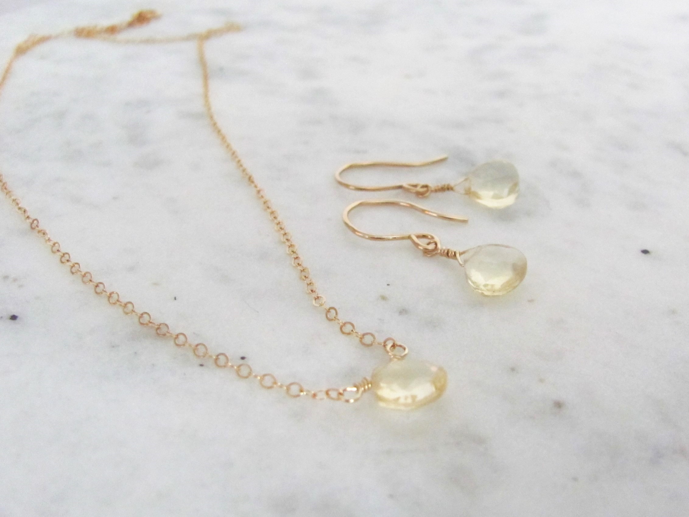 Natural Citrine Necklace and Earring Set