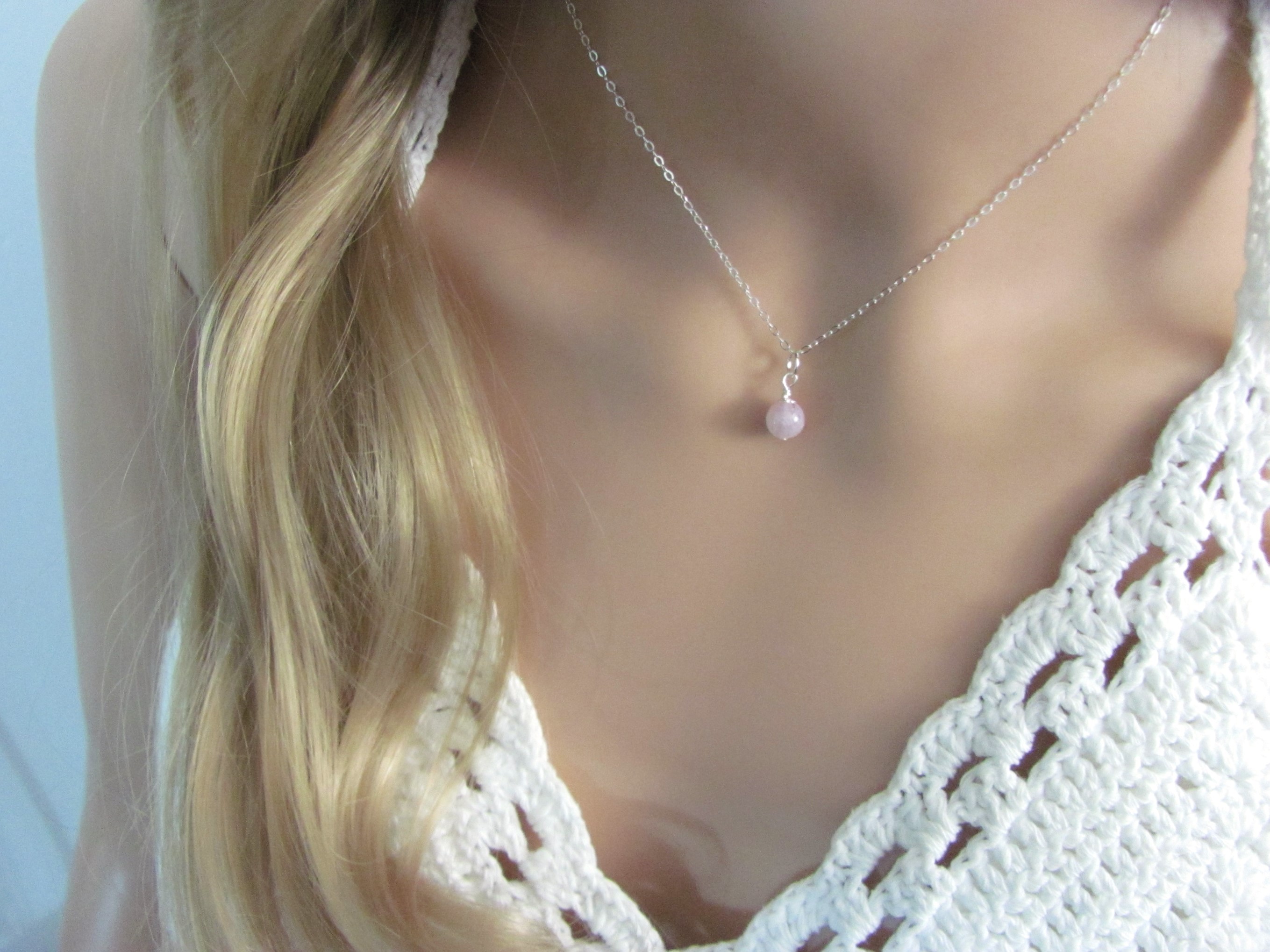 Pink Kunzite Necklace in Sterling Silver