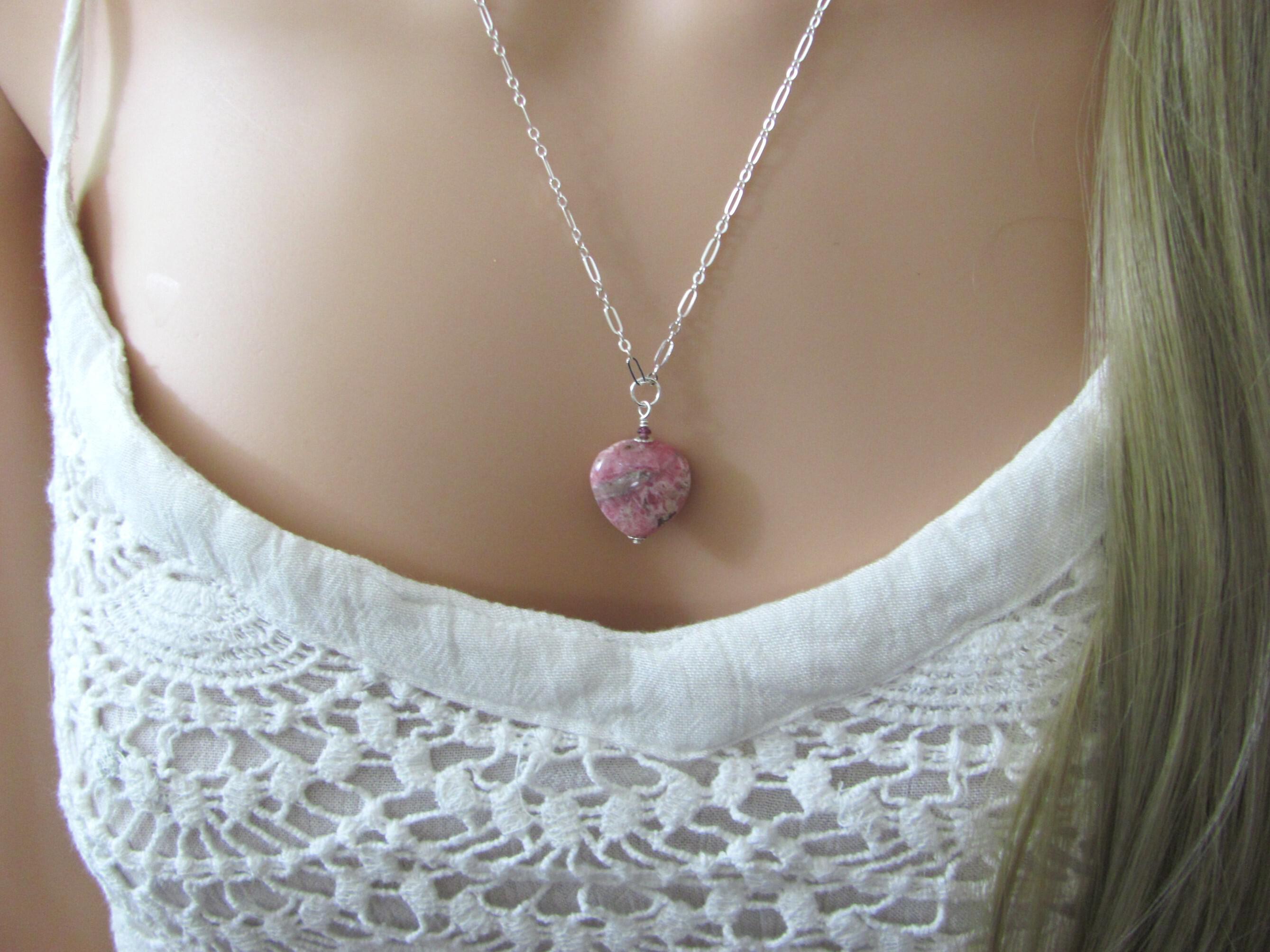 Rhodochrosite Necklace in Sterling Silver or Gold Filled