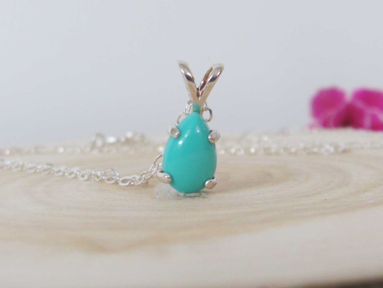 Turquoise Necklace in Sterling Silver, Sleeping Beauty Turquoise