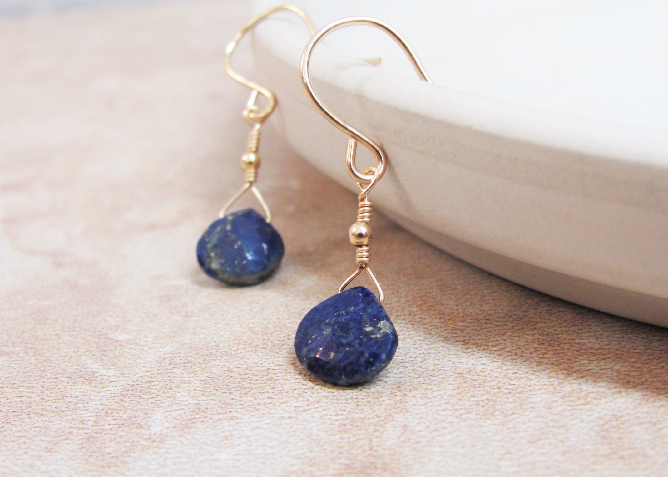 Lapis Lazuli Drop Earrings 14K Gold Filled