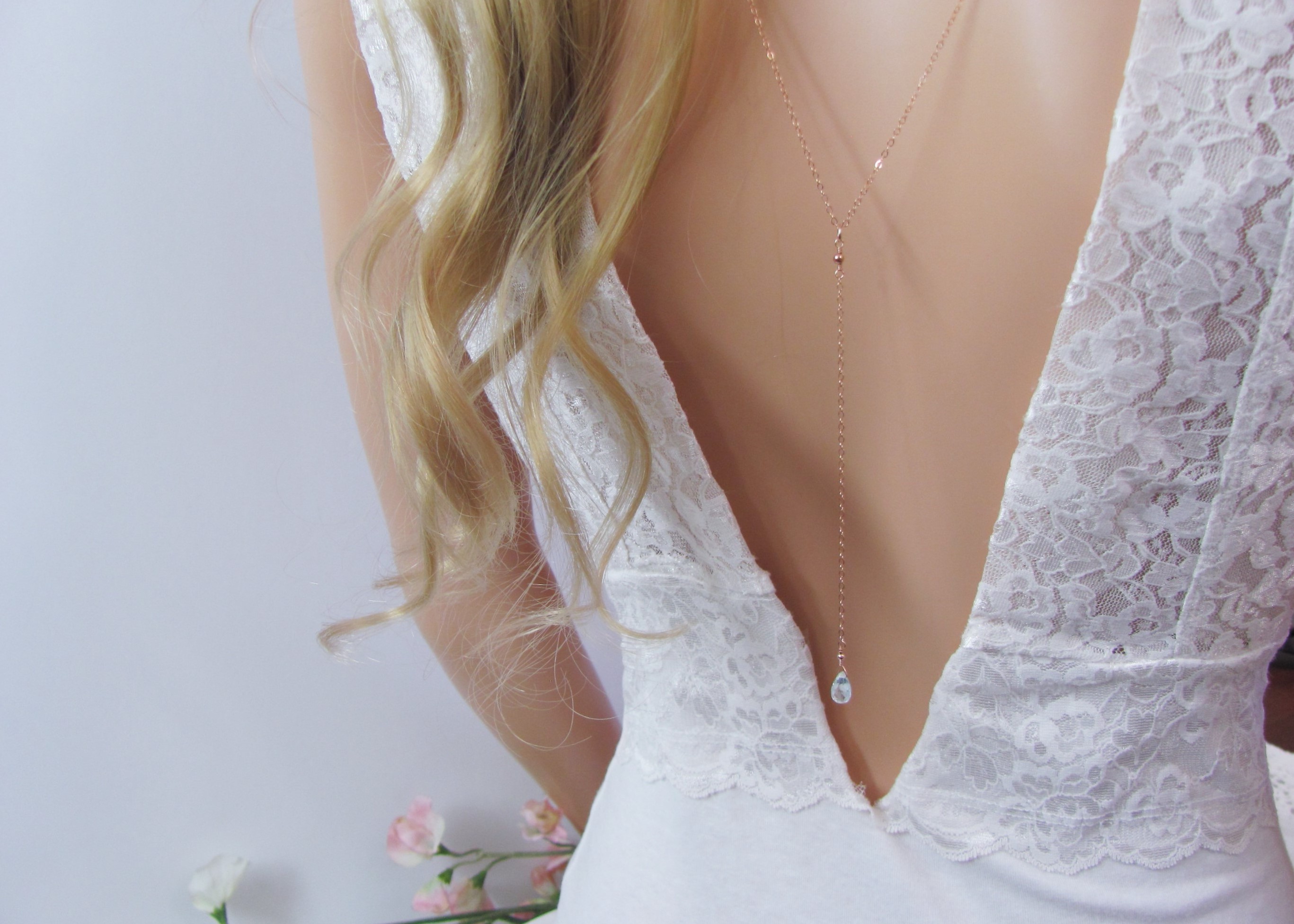 Rose Gold Aquamarine Backdrop Necklace