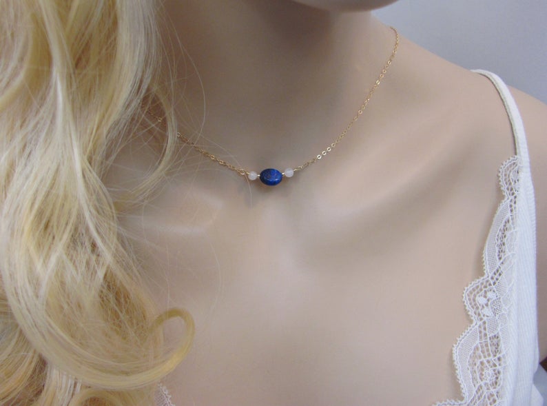 Lapis Lazuli Necklace with Moonstone